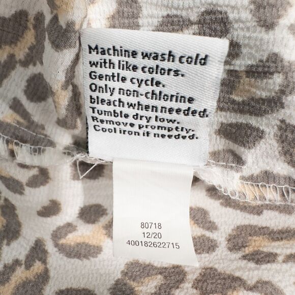 Nine West Leopard Animal Print V Neck Peplum Blouse Womens Large Crepe Chiffon - Picture 14 of 14